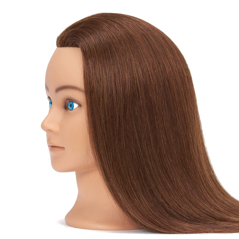 training head Traininghead 20-22" 100% Human hair Mannequin head Training Head Cosmetology Manikin Head Doll Head with free Clamp â€¦ - Image 2